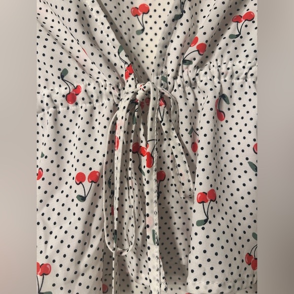 ASOS Cherry Print White Blouse Size Medium - Picture 4 of 5